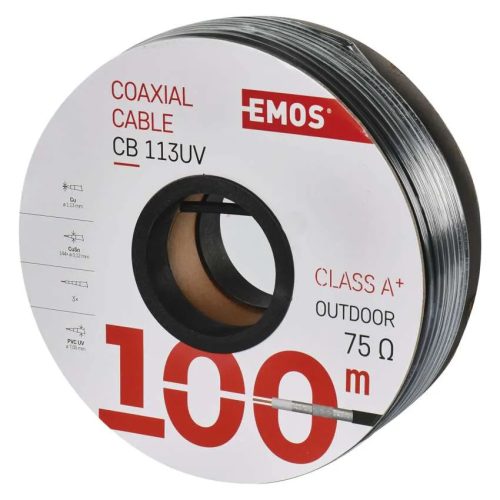Koax kábel RG6 75ohm 3xárnyékolt UV FEKETE s5265