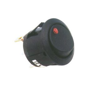 Billenőkapcsoló világítós piros 12V/10A kerek