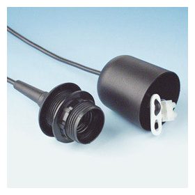 Függeszték fekete E27 műanyag