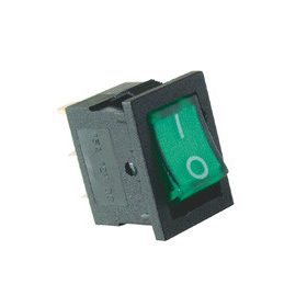 Billenőkapcsoló világítós zöld 12V/15A