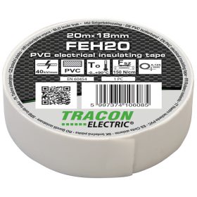 Szigetelőszalag 20x18mm fehér pvc