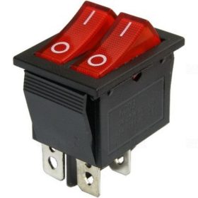   Két áramkörös kapcsoló 250V/16A piros világítós /KB 132/